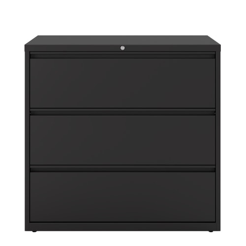 Hirsh 42" Wide 3 Drawer Metal Lateral File Cabinet, Black